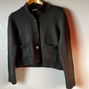 MNG Olive Green Button Front Cardigan